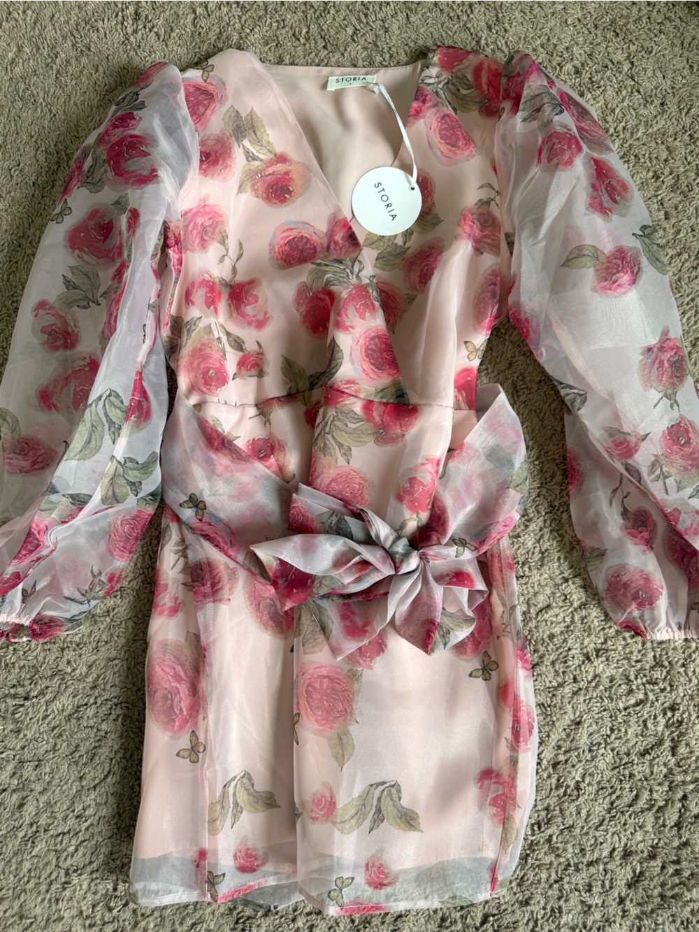 Vici Pink Floral Sheer Wrap Dress